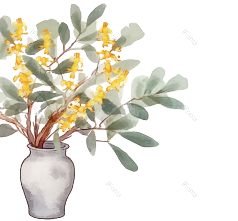 清新图片,秋天元素,黄色的花PNG,插画免抠素材